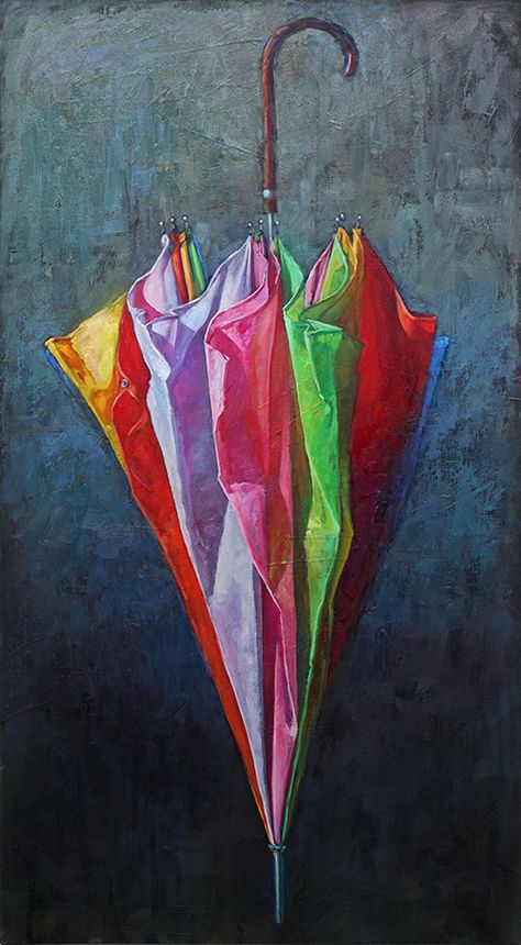 Bloom by Gordon Smedt Realism Paintings, Color Splash Effect, Umbrella Painting, Contemporary Realism, Beach Oil Painting, Happy Birthday Wishes Images, Umbrella Art, Birthday Wishes And Images, Realism Painting