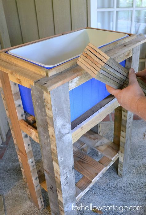 Diy Wood Deck, Deck Cooler, Wood Cooler, Wooden Cooler, Diy Cooler, Patio Cooler, Ice Chest, Diy Deck, Wood Pallet Projects