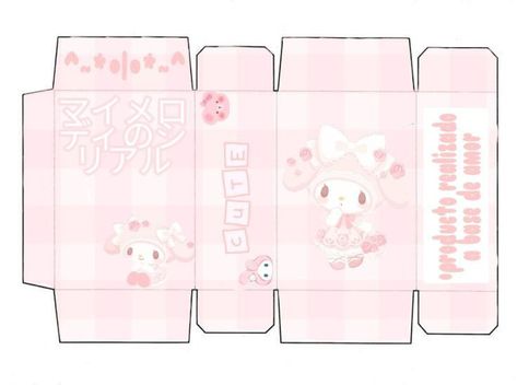 Kuromi Box Template, Sanrio Printable Boxes, My Melody Box Template, Sanrio Box Printable, Sanrio Cereal Box Template, Cute Box Template Printable, Box Template Aesthetic, Sanrio Box Template Printable, Hello Kitty Things To Print