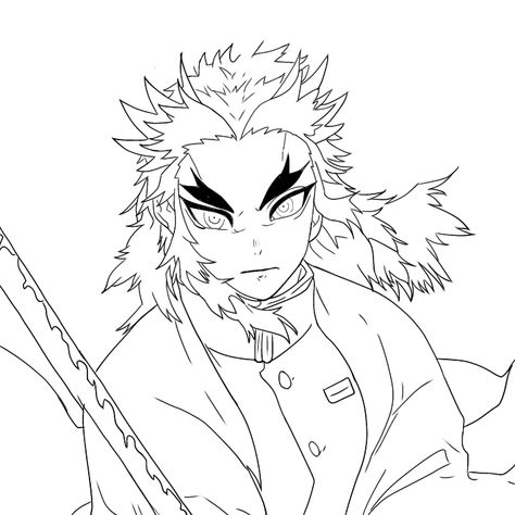 Rengoku Lineart, Anime Lineart, Bff Quotes, Slayer Anime, Demon Slayer, Male Sketch, Humanoid Sketch, Quotes, Anime