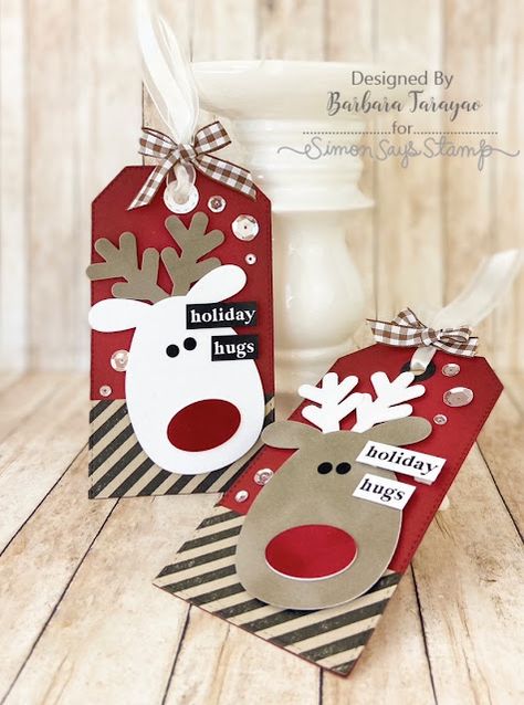 Barbara Tarayao's blog: Holiday Sparkle release Reindeer Tags Christmas Tags Handmade, Homemade Gift Tags, Xmas Gift Tags, Christmas Gift Tags Diy, Christmas Gift Tags Handmade, Xmas Tags, Gift Tags Diy, Holiday Tags, Handmade Gift Tags