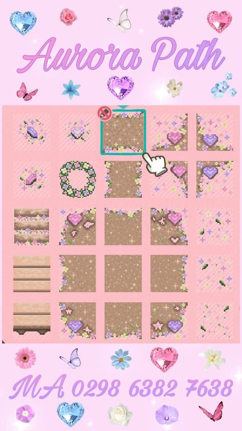 Acnh Fairycore Designs, Cute Paths Acnh, Animal Crossing Island Inspiration Pink, Acnh Cute Path, Acnh Fairy Path, Acnh Pink Path Designs, Fairy Core Acnh, Acnh Designs Paths, Acnh Path Designs