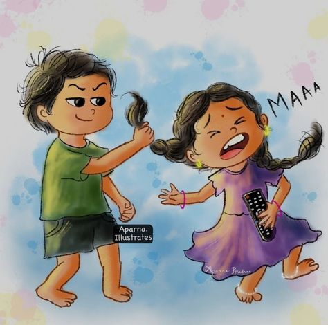 Brother Sister Illustration Art, Brother Sister Illustration Sibling, Bhai Duj Drawing, Rakhi Drawing Ideas, Brother And Sister Illustration Art, Painting Ideas For Brother, Brother Sister Illustration, Brother Sister Cartoon Sibling, Brother And Sister Illustration