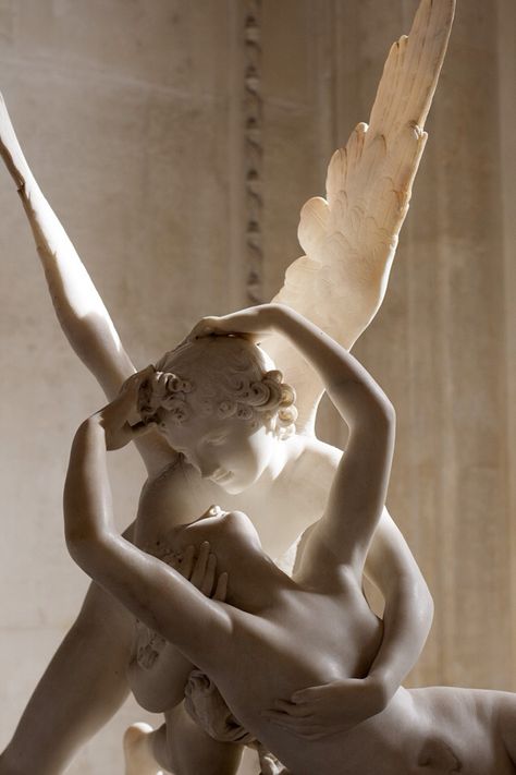 Psyche Revived by Cupid's Kiss by Antonio Canova Cupid Wallpaper, Psyche Revived By Cupid's Kiss, Cupid's Kiss, Marriage Intimacy, Cupid Tattoo, Eros And Psyche, Beautiful Sculptures, Ap Drawing, Marble Bust