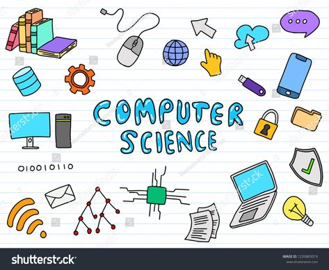 computer science engineering education doodle art with color colour full fun style vector illustration #Ad , #AD, #education#doodle#art#computer Doodle Art With Color, Art With Color, Science Doodles, Science Clipart, Computer Drawing, School Book Covers, Computer Projects, Science Engineering, Computer Science Engineering