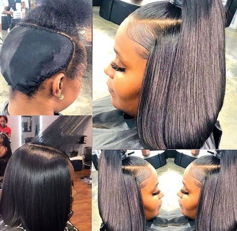 Bob Half Up Half Down Black Women, Bob Ponytails, Quick Weave Updo, Weave Updo Hairstyles, Ponytail Bob, Weave Updo, Bob Updo Hairstyles, Short Black Haircuts, Hair Fairy