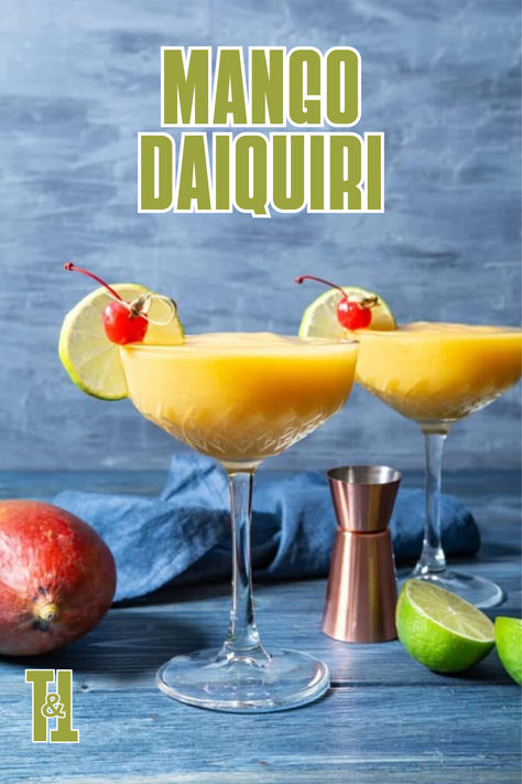 The fruity and sweet Mango Daiquiri is the perfect way to beat the heat this summer. Mango Daiquiri, Rock Recipes, Cherry Cocktail, Aged Rum, Must Have Kitchen Gadgets, Triple Sec, Daiquiri, On The Rocks, Refreshing Cocktails