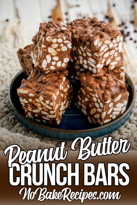 F﻿ast and fun to make, these peanut butter crunch bars are a sweet treat with a satisfying and crisp crunch like a candy bar. Crunch N Munch Recipe, Ice Cream Ball Recipe, Peanut Butter Crunch, Icebox Cake Recipes, Fried Ice Cream, Crunch Bar, Snacks To Make, Favorite Dessert Recipes, Baked Dessert Recipes