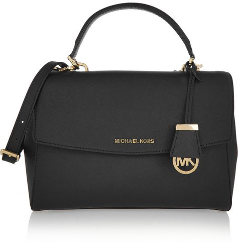 MICHAEL Michael Kors Ava Medium Textured-Leather Shoulder Bag Mk Handbags Michael Kors, Michael Kors Handbags Black, Michael Kors Satchel, Mk Handbags, Cheap Michael Kors, Black Satchel, Michael Kors Shoulder Bag, Mk Bags, Handbag Heaven