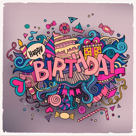 Birthday Doodles, Happy Birthday Hand Lettering, Happy Birthday Doodles, Birthday Doodle, Birthday Card Ideas, Birthday Greetings Friend, Happy Birthday Art, Happy Birthday Greetings Friends, Happy Birthday Posters