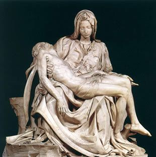 Michelangelo's "The Pieta" combines the Renaissance ideals of classical beauty  with a naturalism. Salvatore Dali, Michelangelo Sculpture, Sacred Music, Michael Angelo, Lorenzo Bernini, Jeanette Macdonald, Istoria Artei, Art Periods, Peter Paul Rubens