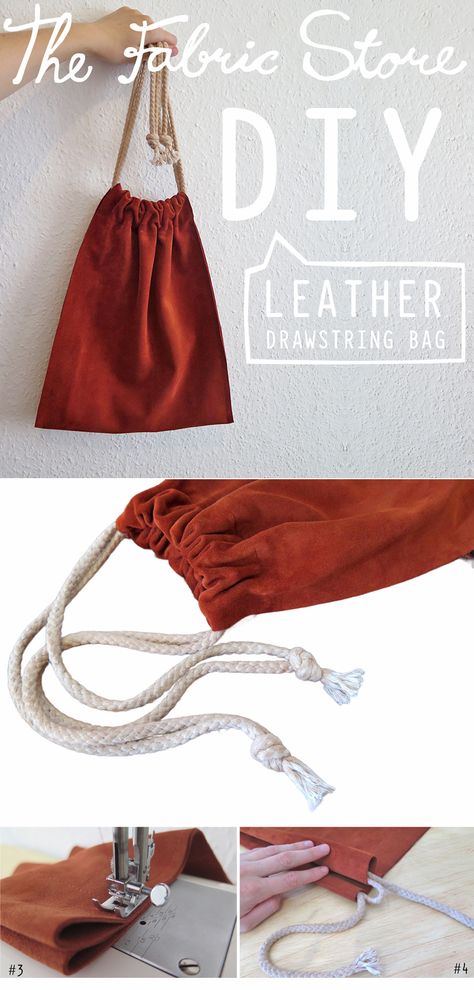 DIY Leather Bucket Bag Leather Bag Diy, Bucket Bag Diy, Leather Sewing Machine, Leather Drawstring Pouch, Drawstring Bag Diy, Pretty Backpacks, Leather Handbag Patterns, Leather Drawstring Bags, Simple Backpack