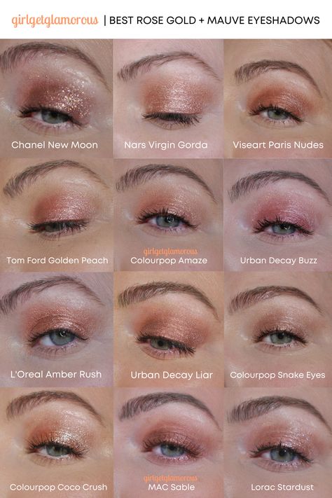 The Best Rose Gold + Mauve Eyeshadow Shades Green Hazel Eyes, All Eye Colors, Mauve Eyeshadow, Mac Cosmetics Eyeshadow, Rose Eyeshadow, Pretty Eyeshadow, Best Rose, Colourpop Eyeshadow, Magnetic Palette