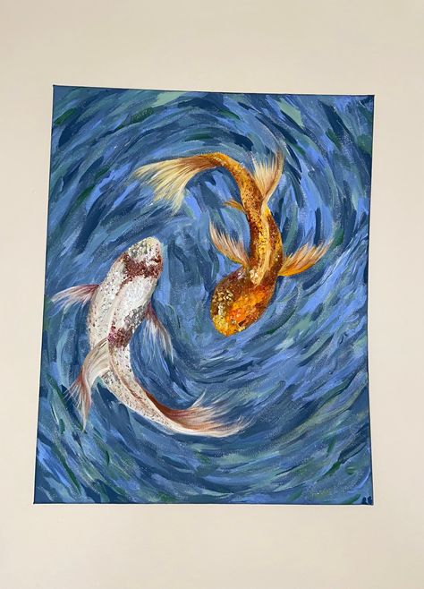 Yin And Yang Painting, Yin Yang Painting, Koi Fish Poster, Yin Yang Wall Art, Koi Fish Yin Yang, Fish Yin Yang, Yin Yang Koi Fish, Yin Yang Fish, Ying Yang Art