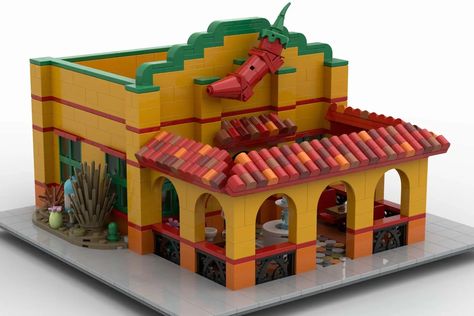 Mexican Cantina, Big Lego, Warm Colour Palette, Building Techniques, Minecraft Ideas, Lego Ideas, Mexican Restaurant, Lego City, Coffee Shops