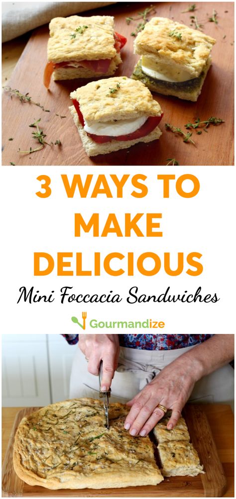 Mini Foccacia Sandwiches, Foccacia Sandwich Recipes, Foccacia Sandwich, Sandwiches For Work, Mini Panini, Appetizer Sandwiches, Party Sandwiches, Mini Sandwiches, Party Finger Foods