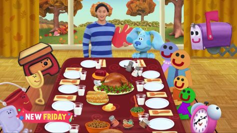 It’s A Blue’s Clues Thanksgiving Feast ! Donovan Patton, Happy Birthday Blue, Harvest Day, Thanksgiving Time, Blue's Clues And You, Birthday Poems, Pizza Day, Blue's Clues, Blue’s Clues