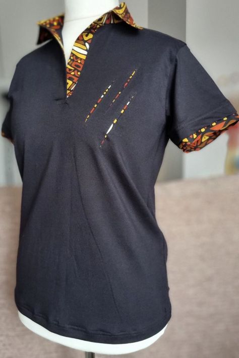 Learn how to make a custom polo shirt with claw marks on my youtube channel. #poloshir #collar #clawmarks African Kids Clothes, Claw Marks, Custom Polo Shirts, Tee Shirt Fashion, African Children, Design Dresses, African Design Dresses, T Shirt Diy, African Design