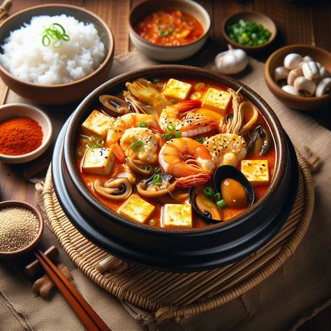 Sundubu Jjigae: Comfort in a Pot Sundubu Jjigae, Korean Food Illustration, Red Chili Paste, Spicy Stew, Food Illustration Art, Global Cuisine, Korean Food, Food Illustrations, Simple Ingredient