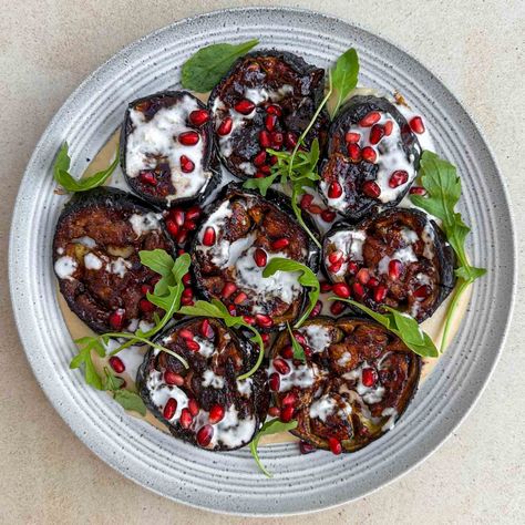 Sticky Harissa Aubergine (Eggplant) - Zena's Kitchen Baked Aubergine, Miso Aubergine, Kitchen Napkins, Eggplant Curry, Garlic Hummus, Chilli Chicken, Pomegranate Molasses, Wild Garlic, Balsamic Glaze