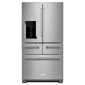 Learn about features and specifications for the 25.8 Cu. Ft. 36-Inch Multi-Door Freestanding Refrigerator (KRMF606ESS) Kitchenaid Refrigerator, Herb Storage, Stainless Steel Refrigerator, Chrome Frame, French Door, Water Dispenser, French Door Refrigerator, Kitchen Aid, A Kitchen