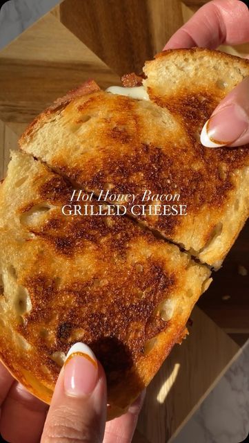 Hot Honey Chicken Sandwich Recipe, Hot Honey Bacon Grilled Cheese, Honey Banana Grilled Cheese, Hot Honey Pizza Toast, Hot Honey Bacon, Hot Honey Grilled Chicken Sandwich, Toasted Cheese Sandwich, Honey Banana Grilled Cheese Sandwich, Honey Bacon