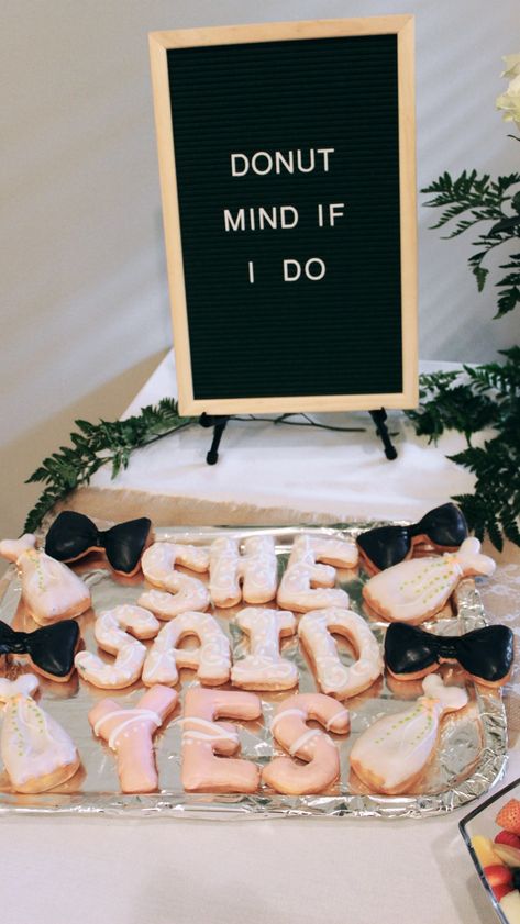 Bridal Shower Donut Theme, Donut Bachelorette Party, Donut Themed Bridal Shower Ideas, Donut Mind If I Do, Donut Bridal Shower Ideas, Bachelorette Inspiration, Bridal Vibes, Bachelorette Brunch, Bride Stuff