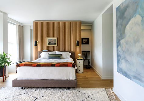 A harmonious blending of two apartments created a generous and light-filled master suite in a mid-century DC condo. Architecture; David Benton | Benton Architecture Photo: Angie Seckinger Visit bentonarchitecture.com for more inspiration #bentonarchitecture #handdportfolio #top100architects #dmvarchitects Monochrome Interior Design, Olivier En Pot, Bedroom Redesign, Monochrome Interior, Deco Bedroom, Ceiling Design Bedroom, Bedroom Retreat, Room Transformation, Spare Bedroom