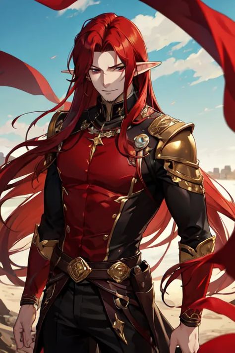 Elf Rouge, Red Hair Elf, Dnd Elves, Male Elf, Red Hair Men, D D Character Ideas, Cool Picks, Wood Elf, Captain Jack Sparrow