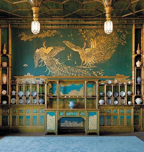 Chinoiserie Interior, Peacock Room, Turquoise Room, Deco Boheme Chic, James Mcneill Whistler, Deco Boheme, Aesthetic Movement, The Peacock, Whistler