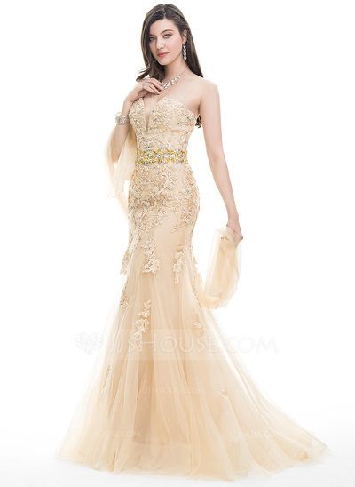 [£ 204.00] Trumpet/Mermaid Sweetheart Sweep Train Tulle Lace Evening Dress With Beading Sequins (017111411) Jj House, Stylish Prom Dress, Mermaid Sweetheart, Long Prom Gowns, Affordable Prom Dresses, Gothic Clothes, Lace Prom Dress, Prom Dress Styles, Perfect Prom Dress