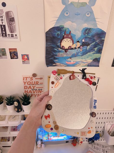 anime ghiblicore totoro kiki’s delivery service craft handmade Aesthetic Diy, Craft Handmade, Diy Mirror, Proud Of Me, Delivery Service, Studio Ghibli, Mirror, Anime, Quick Saves