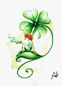 Irish quote on Pinterest | 73 Pins Irish Drawings, Four Leaf Clover Tattoo, Saint Patricks Day Art, Shamrock Tattoos, Irish Fairy, Creature Fantasy, Irish Folklore, Irish Tattoos, Clover Tattoos