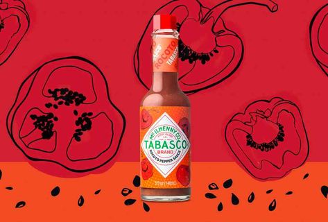 Tabasco Rocoto Pepper Hot Sauce: New Flavor Available to Buy Online - Thrillist Sandwich Sign, Tabasco Hot Sauce, Types Of Sauces, Bottle Logo, Tabasco Sauce, Wagyu Beef, South Of The Border, Red Sauce, Pepper Sauce