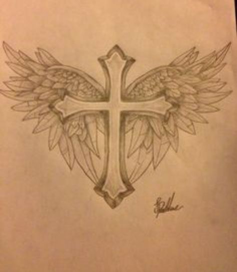 Cross with wings tattoo Cross With Wings Tattoo, Wings Tattoo Design, Wing Tattoo Men, Cross With Wings, Tattoo Sites, Celtic Cross Tattoos, Cross Tattoos For Women, Cross Tattoo For Men, Wing Tattoo Designs