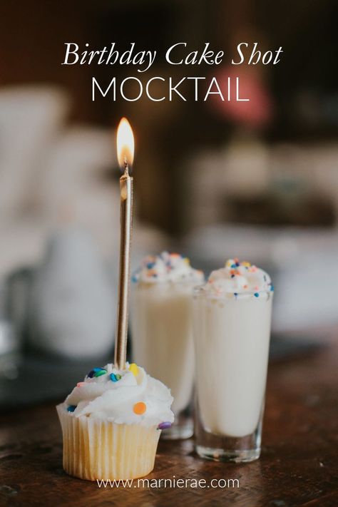 Birthday Cake Shot —This fun nonalcoholic birthday shot is like a vanilla cupcake in a glass! | Marnie Rae || #birthdaypartyideas #birthday #drinksrecipes Tiki Cake, Birthday Cake Shots, Cake Shot, Mocktail Party, Best Non Alcoholic Drinks, 21 Party, Beach Wedding Cake Toppers, Easy Mocktail Recipes, Cake Shots