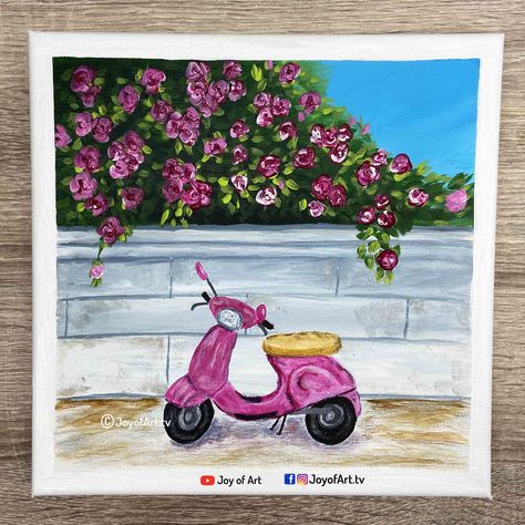 Tube Colour Paintings, Roses Acrylic Painting, Tube Painting, Easy Scenery, Roses Acrylic, Easy Scenery Drawing, Panda Painting, Scenery Drawing, Inspiration Painting