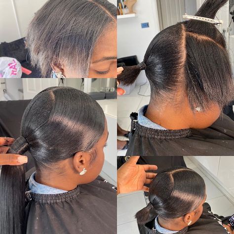 Easy Install! Do a ponytail with short hair , sleek middle parting ponytail hair was completely natural 😍❤️ Ponytail With Natural Hair, Ponytail With Short Hair, Short Hair Sleek, Middle Part Ponytail, Part Ponytail, Hair Sleek, Slick Ponytail, Short Hair Ponytail, Short Natural Curly Hair