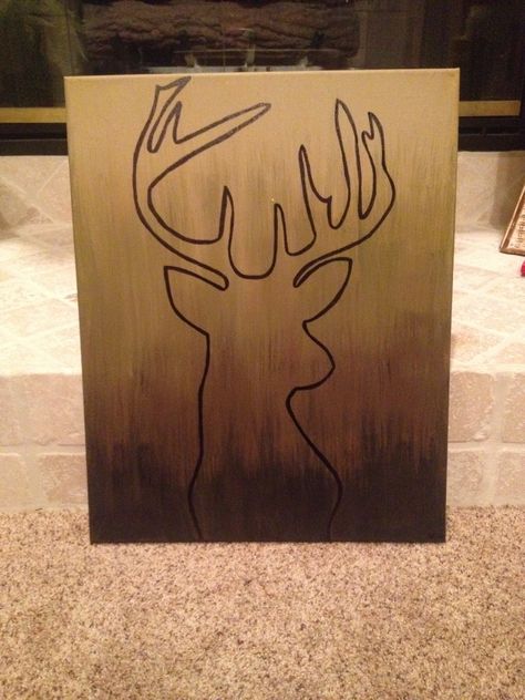 Camo color ombré canvas I made for the boyfriend! Western Painting Canvas, For The Boyfriend, Hunting Painting, Boyfriend Painting, Deer Painting, Western Paintings, Paintings Canvas, Country Paintings, Deer Art