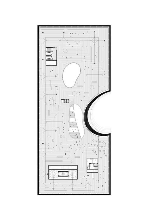 Plan of the top museum floor © DNK AG Lobby Plan, Museum Flooring, Museum Plan, Scandinavian Architecture, Plan Drawing, Lobby Interior, Digital Museum, Museum Architecture, Guggenheim Museum