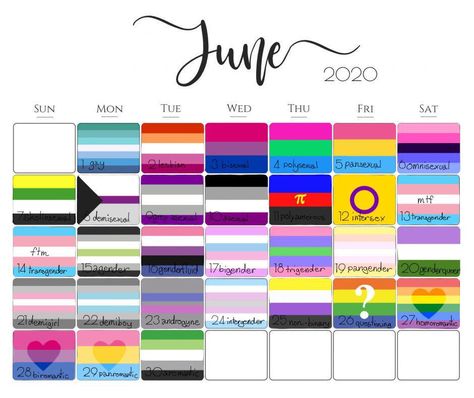 Pride Month Calendar, Lgbt Humor, Make A Calendar, Gender Flags, Lgbt Love, Lgbt Art, Lgbtq Pride, Lgbt Pride, Pride Month