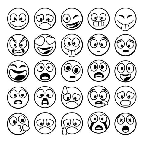 Emoticon doodles Royalty Free Vector Image - VectorStock Emoji Doodle Art, Emoji Art Drawing, Emoji Sketch, Set Emoji, Face Doodles, Emoji Set, Emoji Drawings, Emoji Backgrounds, Emoji Art