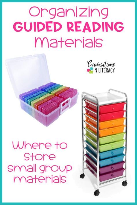 How To Organize Small Group Materials, Classroom Necessities, Organizing Classroom, Organize Classroom, Guided Reading Organization, Guided Reading Table, Kindergarten Organization, Guided Reading Lesson Plans, Center Organization