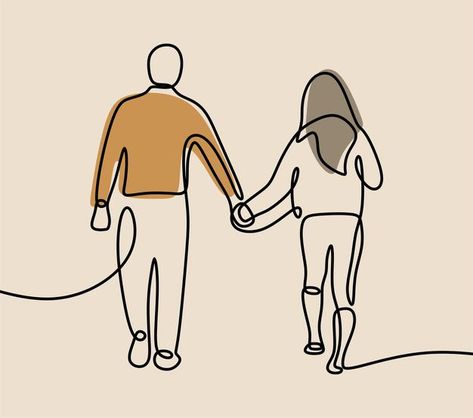 Couple in relationship holding hand date... | Premium Vector #Freepik #vector #background #wedding #people #heart People Holding Hands, Relationship Cartoons, Single Line Art, Illustration Story, Social Templates, In Relationship, Valentines Day Couple, Valentines Day Background, Couple Illustration