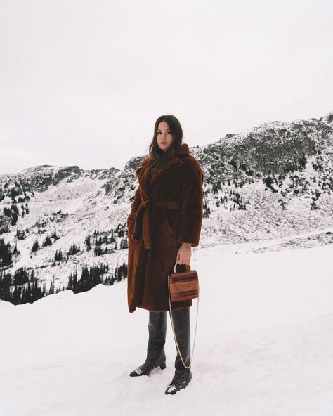 Ski Resort Outfit, Winter Outfits Canada, Sarah Christine, Bum Bag Outfit, Faux Fur Long Coat, Resort Outfits, Apres Ski Outfits, Fur Long Coat, Whistler Canada