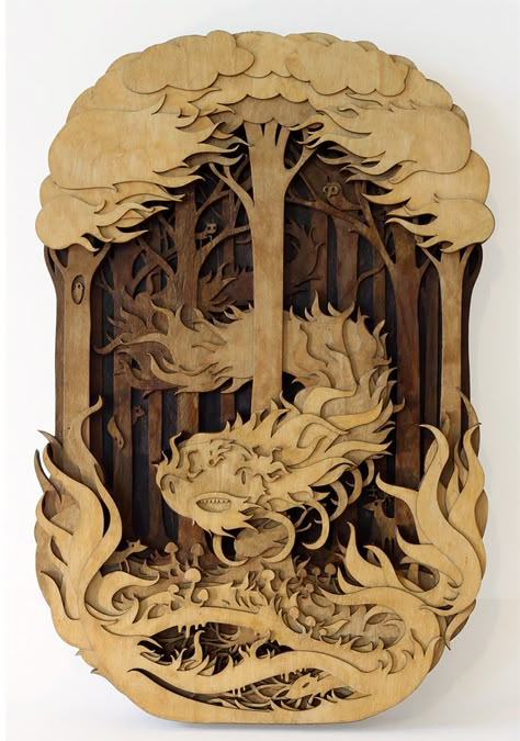 Glowforge Ideas, Laser Cut Decor, Wooden Artwork, Laser Cut Wood Crafts, Layered Art, Laser Art, Relief Sculpture, Lasercut Design, Wooden Sculpture