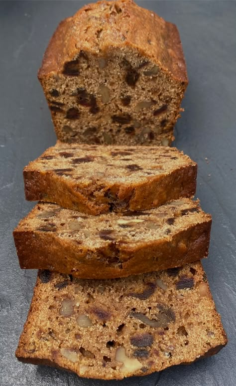 Grandma’s Date & Walnut Loaf Fig And Date Bread, Low Fat Cake, Date And Walnut Loaf, Date Loaf, Carrot And Walnut Cake, Date And Walnut, Date Muffins, Date And Walnut Cake, Walnut Loaf