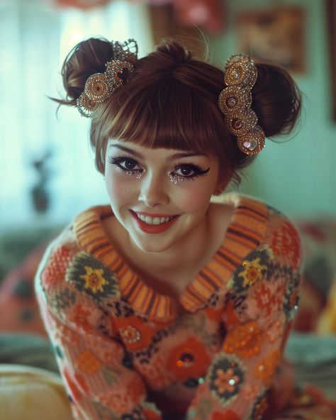 Let’s get groovy 🌸✌🏻 Travel back in time with me today and enjoy some flower power fashion 🥰 Sometimes I think I was born in the wrong time period 🤭 I love everything sixties and especially all the amazing patterns and hairstyles! This set was so much fun to work on and I hope you enjoy it too 💖 Inspired by the amazing Twiggy makeup looks of @creative_by_sabina 💄💋 Go check out her profile! #sprinkleofai #aifashion #fashion #sixties #60s #retro #vintage #vintagestyle #vintagefashion #re... 60s Flower Power Outfit, Checker Outfit, Quirky Portraits, Twiggy Makeup, Checkered Outfit, Power Fashion, Flower Power Fashion, Portrait References, Artist Fashion