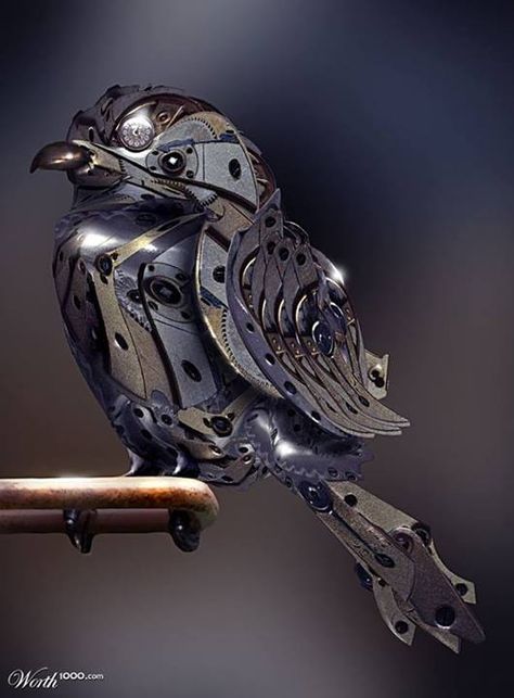 mechanical bird Clio Evans, Steampunk Mode, Moda Steampunk, Steampunk Bird, Steampunk Animals, Mode Steampunk, Steampunk Tendencies, Futurisme Retro, Art Steampunk