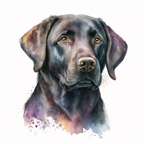 How To Paint A Black Dog In Watercolor, Watercolor Black Labrador, Labrador Retriever Watercolor, Black Dog Watercolor, Black Lab Watercolor, Watercolor Labrador, Watercolor Pets, Watercolour Dogs, Labrador Painting